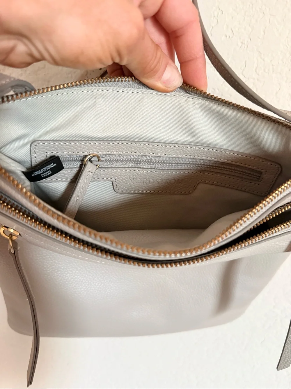 Nordstrom Leather Crossbody Bag Taupe Gold Hardware